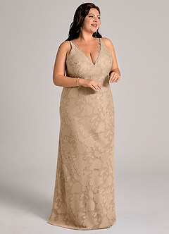 Azazie Tianna Bridesmaid Dresses Champagne Sheath Lace Floral Burnout Dress image11