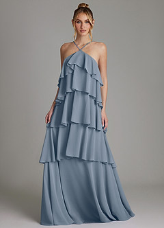 Azazie Deena Brautjungfernkleider Eine Linie Gestreift Chiffon Kleid Zwielichtviolett image4