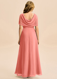 Azazie Emma Junior Robe Trapèze en Mousseline de soie Plissée Rose Saumon image2