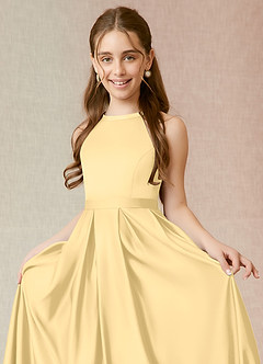 Azazie Arianthe Junior Butter A-Line with Pockets Stretch Satin Dress image5