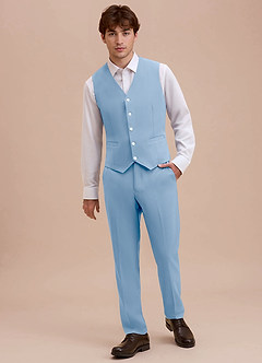 front Ethan Hemelsblauw Verfijnd geweven pakvest