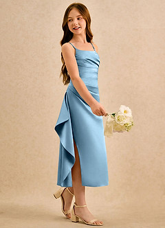 Azazie Canna Girls Formal Flower Girl Klänningar Klänning A-Line i Stretch Satin Plisserad image1
