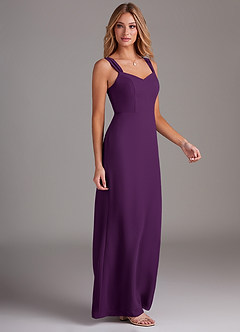 Azazie Denice Bridesmaid Dresses Grape Sheath Pleated Chiffon Dress image5