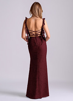 Azazie Jessamine Final Sale Cabernet Mermaid Corset Floral Burnout Dress image6