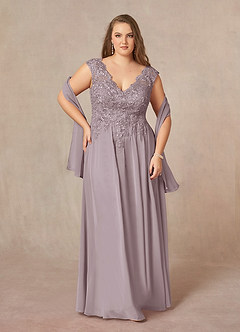 Azazie Amethyst Mother of the Bride Dresses Dusk A-Line V-Neck Sequins Chiffon Dress image9