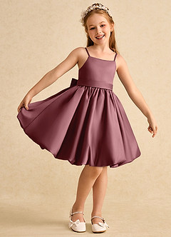 Azazie Davine vestidos de niña de las flores Vestido de Rosa Del Desierto de Satin Mate de Corte En A con Tirante Espagueti image2