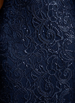 Azazie Harrison Moeder van de bruid jurken Zeemeermin Jurk van Kant Geplooid Donkere Marine image6