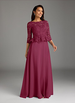 Azazie Averie Mother of the Bride Dresses Mulberry A-Line Boatneck Sequins Chiffon Dress image1