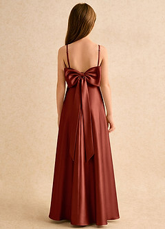 Azazie Joella Girls Formal Flower Girl Klänningar Klä A-Line i Stretch Satin Plisserad image1