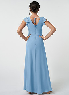 Azazie Claudine Junior Robe Trapèze en Mousseline de soie Plissée Poudre Bleue image2