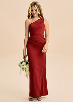 Azazie Akilah Junior Robe Fourreau en Satin extensible Plissée Grenade image3