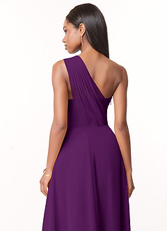 Azazie Ashley Bridesmaid Dresses Grape A-Line Ruched Chiffon Dress image3