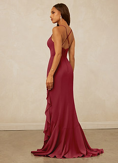 Christian Siriano Bridal for Azazie 1006 Bridesmaid Dresses Pomegranate Mermaid Ruched Chiffon Dress image2