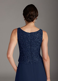 Azazie Cornelia Mother of the Bride Dresses Dark Navy Sheath Square Neckline Sequins Chiffon Dress image12