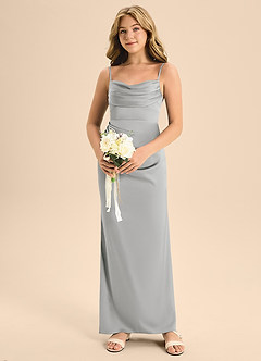 Azazie Mai Junior Silver A-Line Sweetheart Neckline Stretch Satin Dress image4