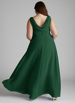 Azazie Karina Bridesmaid Dresses Dark Green A-Line Pleated Chiffon Dress image9