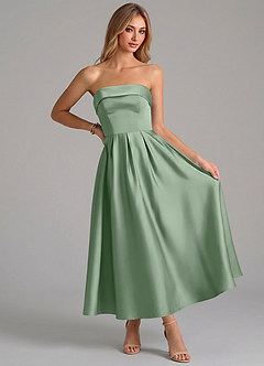 Azazie Lucienne Suknie dla druhen Linia A Pofałdowany Satyna elastyczna Długość kostki Sukienka image5