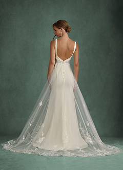 Azazie Ebony Wedding Dresses Cream A-Line Sequins Crepe Back Satin Dress image2