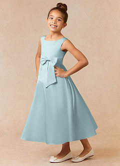 Azazie Lindy Final Sale Mist A-Line Pleated Matte Satin Dress image1