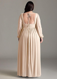 Azazie Norah Brautjungfernkleider A-Linie Lange Ärmel mit V-Ausschnitt Chiffon Kleid Alabaster Weiß image7