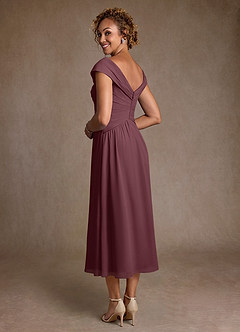Azazie Mirta Mother of the Bride Dresses Sangria A-Line Pleated Floral Burnout Dress image2