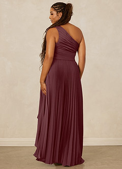 Christian Siriano Bridal for Azazie 1008 Bridesmaid Dresses Sangria A-Line One Shoulder Stretch Satin Dress image10