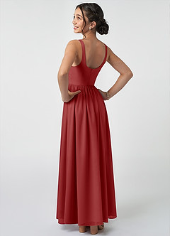 Azazie Keyla Junior Rust A-Line Pleated Chiffon Dress image4