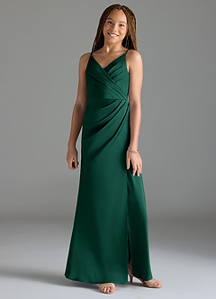 Azazie Maci Junior Klä av Sjöjungfru i Stretch Satin Plisserad image1