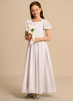 Azazie Lilia Junior Formal Flower Girl Dresses Rose Petal A-Line with Sleeves Chiffon Dress image4
