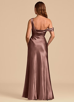 Azazie Madelyn Final Sale Espresso Mermaid Off the Shoulder Metallic Satin Convertible Dress image6
