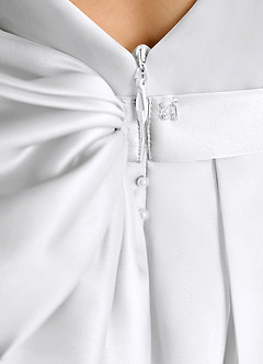 Azazie Cherry Flower Girl Dresses White White Ball-Gown Pleated Matte Satin Dress image6