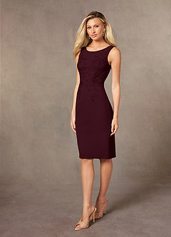 Azazie Ryne Mother of the Bride Dresses Cabernet Sheath Lace Dress image4