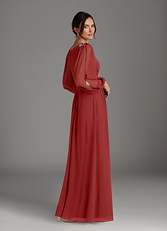 Azazie Gypsy Mother of the Bride Dresses Rust A-Line V-Neck Sequins Chiffon Dress image2