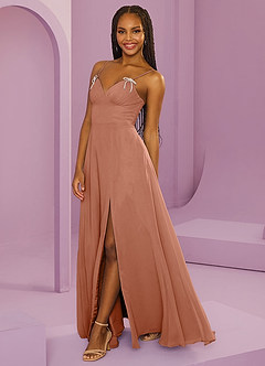 Barbie ♥ Azazie Robes de demoiselle d'honneur Robe Trapèze en Mousseline de soie avec poches Mai Tai image3