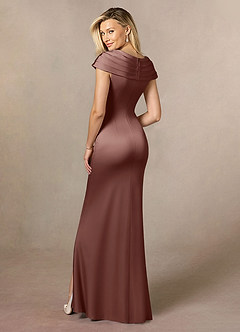 Azazie Anderson Mère de la mariée Robes Robe Trapèze en Satin extensible Plissée Expresso image5