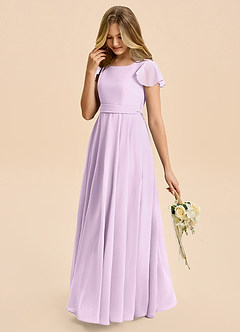 Azazie Cady Junior Linia A Pofałdowany Szyfon Długość podłogi Młodsza druhna Sukienka image5