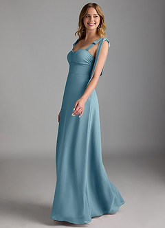 Azazie Lizet Bridesmaid Dresses Moody Blue A-Line Sweetheart Neckline Chiffon Dress image4