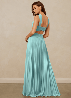 Christian Siriano Bridal for Azazie 1009 Bridesmaid Dresses Aqua A-Line Pleated Chiffon Dress image3