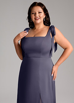 Azazie Frostine Bridesmaid Dresses Stormy A-Line Bow Stretch Satin Dress image12