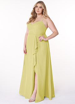 Azazie Naeem Bridesmaid Dresses Lemon Sorbet A-Line V-Neck Ruffle Chiffon Dress image10