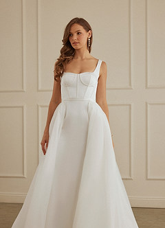 Christian Siriano Bridal for Azazie 2009 Wedding Dresses Stretch Satin Corset Mermaid Gown with Tulle Overskirt image5