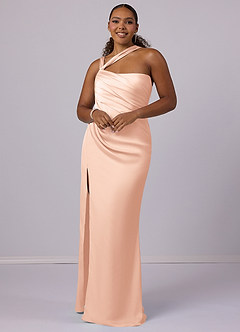 Barbie ♥ Azazie Bridesmaid Dresses English Rose Mermaid One Shoulder Stretch Satin Dress image6