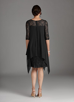 Azazie Flo Mother of the Bride Dresses Black A-Line Lace Chiffon Dress image12