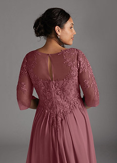 Azazie Mirielle Mother of the Bride Dresses Desert Rose A-Line Scoop Lace Chiffon Dress image5