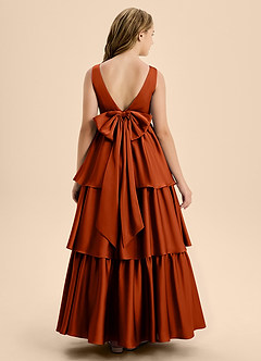 Azazie Meadowyn Junior Paprika A-Line Bow Stretch Satin Dress image2