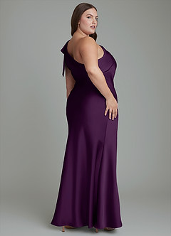Azazie Yuanna Bridesmaid Dresses Grape Mermaid One Shoulder Stretch Satin Dress image9