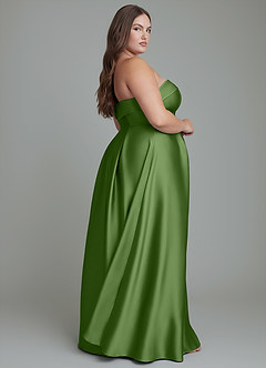 Azazie Lucienne Vestidos de damas de honor Vestido Albahaca de Satén Elástico de Línea A Convertible con Palabra de honor image15