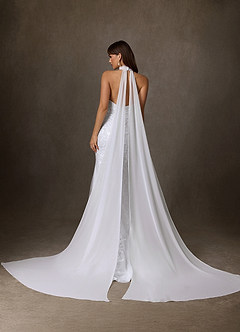 Azazie Kaiyana Hochzeitskleider Etui Hoher Kragen Spitze Kleid Diamantweiß image2