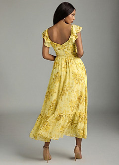 Azazie Anaya Vestidos de madrinha de casamento Vestido Sorvete De Limão Floresce Floral de Chiffon de Linha A com Decote Coração image2