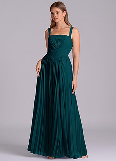 Azazie Mina Bridesmaid Dresses Pine A-Line Pleated Chiffon Dress image1